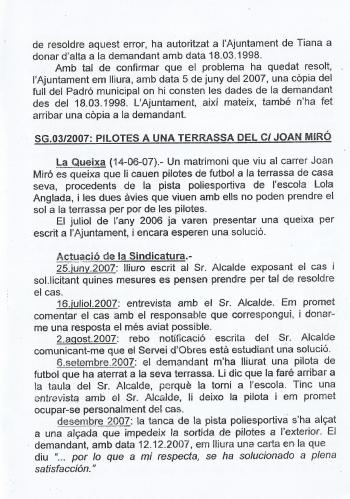 Seguiment de l’expedient 03/2007 tractat pel Síndic de Greuges municipal, 2008, Tiana. Arxiu Municipal de Tiana